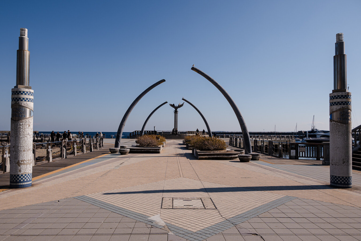 The seaside promenade in Atami running from the station toward Sun Beach