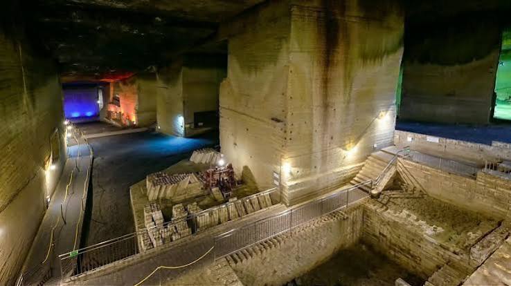 A vast underground stone cavern at the Oya History Museum in Utsunomiya