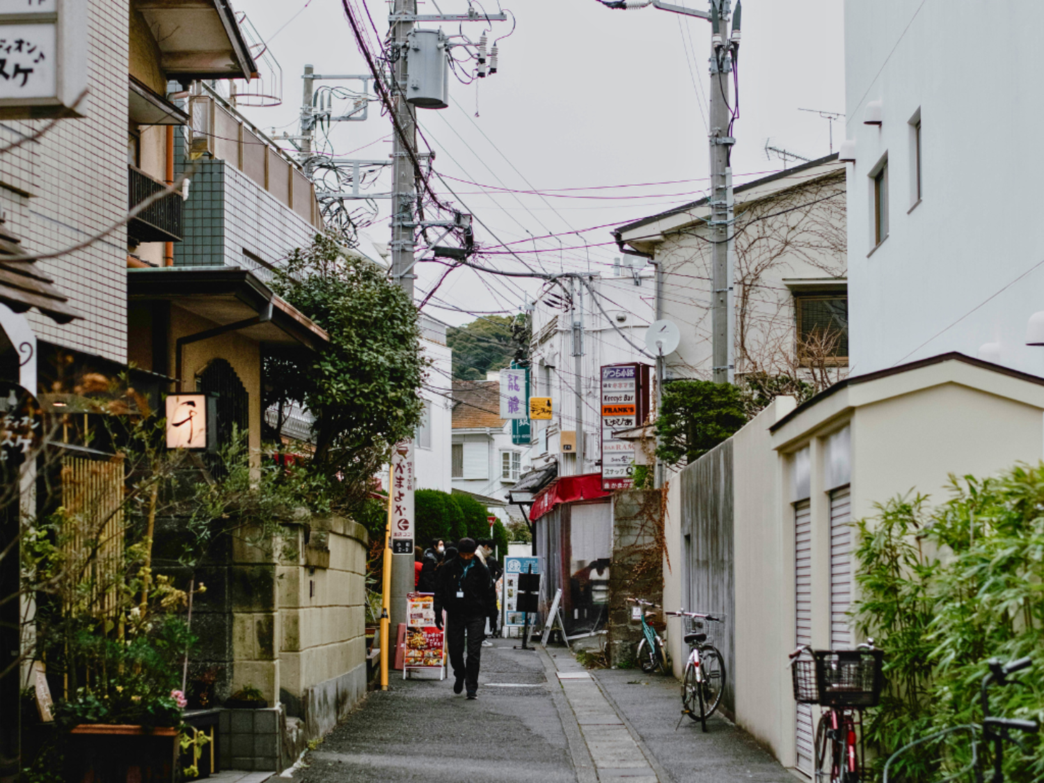 A quiet and clean residential street showing authentic local neighborhood life in the Tokyo suburbs